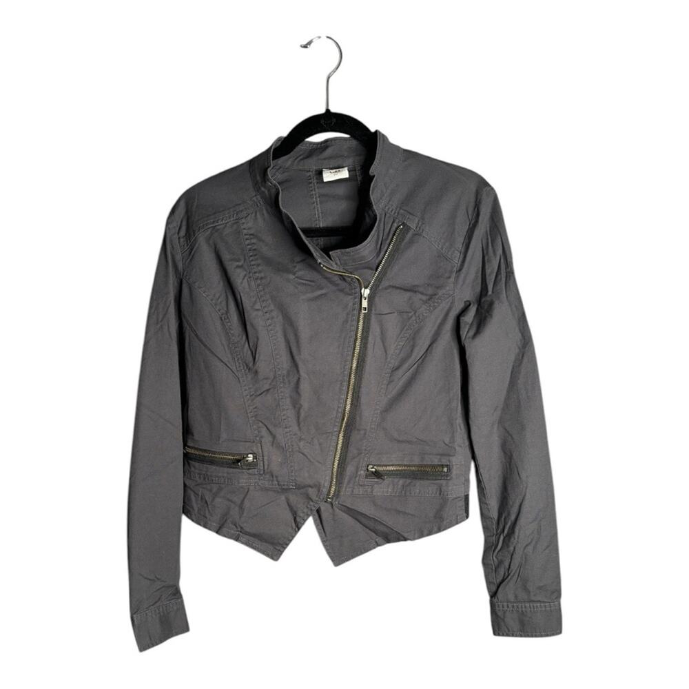 Cabi Gray Moto Jacket With Zipper Details Size Small